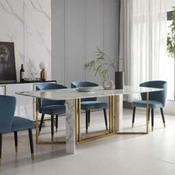 Rackhams FenX Dining Table, Dining Table, Sintered Stone And Gold - 220 x 110cm - thumbnail 4