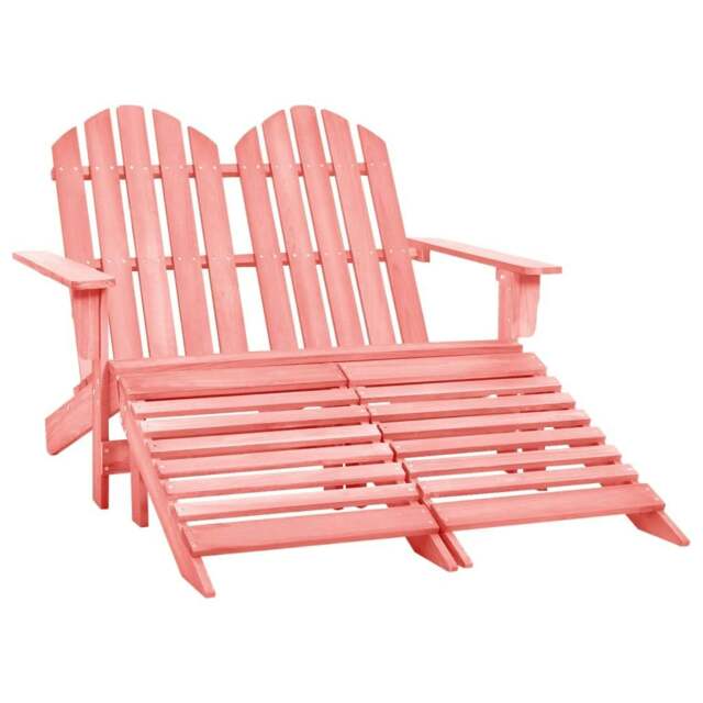 Rackhams 2-Seater Garden Adirondack Chair&Ottoman Fir Wood Pink