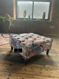 Rackhams Premium Handmade Damask Multicolour Storage Ottoman Bench – UK Storage Seat & Coffee Table - 40 x 18 Inches (102 x 46cm) - thumbnail 2