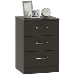 Rackhams Modern 3 Drawers Side Table, Bedside Table with Wood Effect, Black - 58 - thumbnail 3