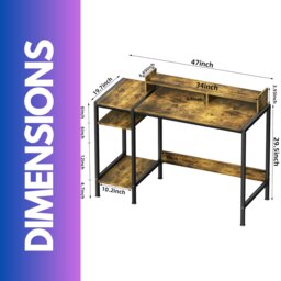 Rackhams Industrial Computer Desk With Monitor Stand And Shelves Brown - thumbnail 5