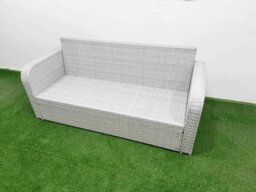 Rackhams 11-Seater Light Grey PE Rattan Outdoor Lounge Set - Oblong Coffee Table, 3-Seater Sofa, 2 Footstools, 2 Side Tables - thumbnail 4