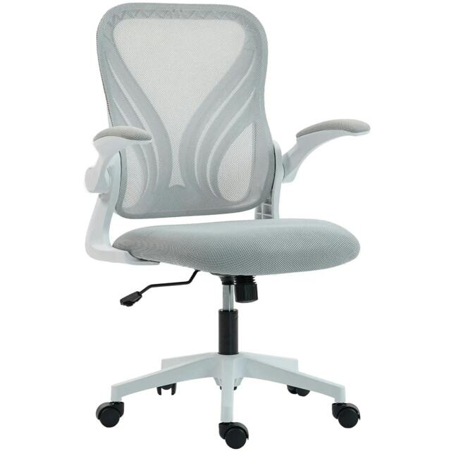 Rackhams Mesh Office Chair with Foldable Backrest - Light Grey