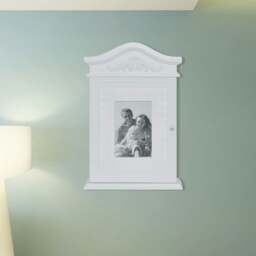 Rackhams Key Cabinet with Photo Frame White - White - MDF + pinewood