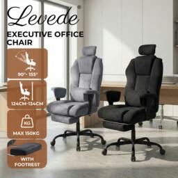 Rackhams Ergonomic Office Chair Suede Recline Pressure Relief Spring Seat Footrest - Black - thumbnail 3