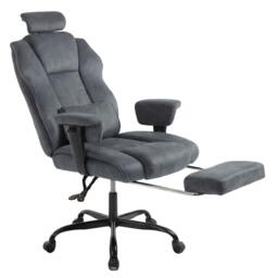 Rackhams Ergonomic Office Chair Suede Recline Pressure Relief Spring Seat Footrest - Black - thumbnail 2