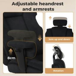 Rackhams Ergonomic Office Chair Suede Recline Pressure Relief Spring Seat Footrest - Black - thumbnail 6