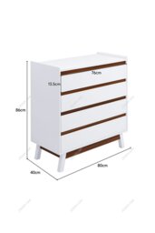 Rackhams 4-Tier Drawers Bedroom Chest Storage Cabinet - White - thumbnail 6