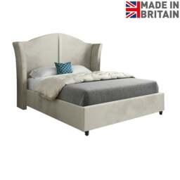 Rackhams Zampa Curved Top Curved Winged Upholstered Soft Velvet Bed Frame - Cream - Silver - Double - thumbnail 6