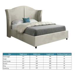 Rackhams Zampa Curved Top Curved Winged Upholstered Soft Velvet Bed Frame - Cream - Silver - Double - thumbnail 4