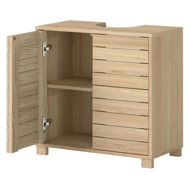 Rackhams Bathroom Under Sink Cabinet Basin Storage Cupboard 2 Door Oak Vanity Unit - image 1
