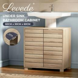 Rackhams Bathroom Under Sink Cabinet Basin Storage Cupboard 2 Door Oak Vanity Unit - thumbnail 2