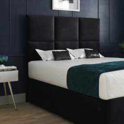 Rackhams Caprio Upholserted Floorstanding Headboard With Divan Bed Frame - Black - Blue - Super king - thumbnail 3