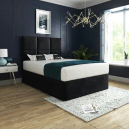 Rackhams Caprio Upholserted Floorstanding Headboard With Divan Bed Frame - Black - Blue - Super king - thumbnail 2