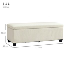 Rackhams Storage Ottoman with Lid, 112cm Bench Chest Box - Beige - 112W x 42D x 40H cm - 1 - thumbnail 4