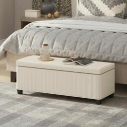 Rackhams Storage Ottoman with Lid, 112cm Bench Chest Box - Beige - 112W x 42D x 40H cm - 1