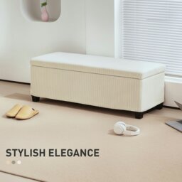 Rackhams Storage Ottoman with Lid, 112cm Bench Chest Box - Beige - 112W x 42D x 40H cm - 1 - thumbnail 5