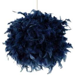 Rackhams Contemporary and Unique Large Blue Real Feather Decorated Pendant Light Shade