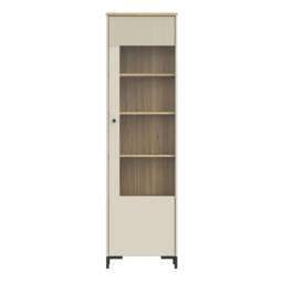 Rackhams Bixbite Tall Display Cabinet with Fluted Detail, Door & Open Shelving in Mauvella Oak and Sand - W 53.4 X  H 191 X  D 41.9cm - 1 - Manufactured Wood - thumbnail 3