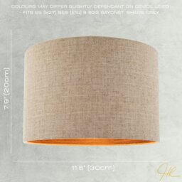Rackhams Vintage Natural Linen Lamp Shade in Oatmeal with Wood Effect Inner - thumbnail 6