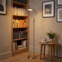 Rackhams Modern Antique Brass Task Floor Lamp with LED Halo Ring and CCT Dimmer - thumbnail 6