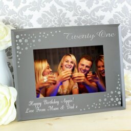 Rackhams Personalised Twenty One Diamante 6x4 Glass Photo Frame