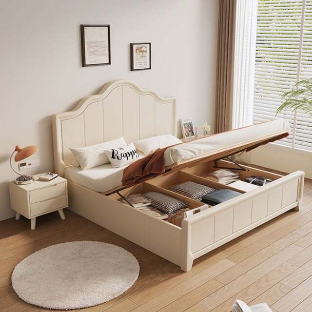 Rackhams Agnes King Size / Super King Size Bed With Storage, Cream - King Size - Gas Lift Storage - King Size - image 1