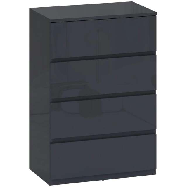 Rackhams High Gloss Chest of Drawers, 4-Drawer Storage Cabinets, Modern Dresser for Bedroom, Grey
