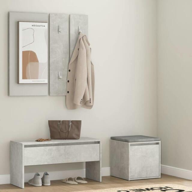 Rackhams Hallway Furniture Set Concrete Grey Engineered Wood