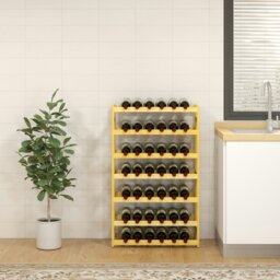 Rackhams Free Standing Wooden Wine Rack 42 Bottles Holders, Natural - Natural wood finish