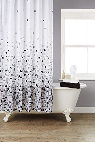 Rackhams Shower Curtain Bath Curtain Mould and Mildew Resistant Water Repellent Shower Liner for Bathroom Solid White - Mosaic Grey - image 1