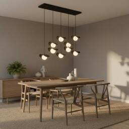 Rackhams RITUAL Pendant lamp 9 x G9 Black with White Shade - thumbnail 4