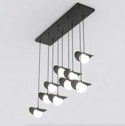 Rackhams RITUAL Pendant lamp 9 x G9 Black with White Shade - thumbnail 3
