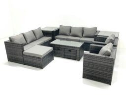 Rackhams Rattan Garden Furniture Sofa Set with Coffee table Armchair 2 Side Tables 3 Footstools Dark Grey Mixed - thumbnail 2