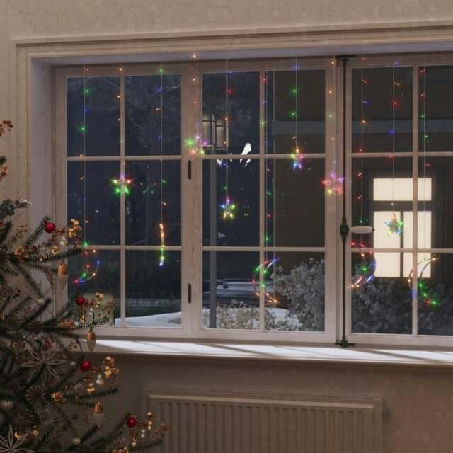 Rackhams Star and Moon Fairy Lights Remote Control 138 LED Colourful - image 1