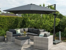 Rackhams Hawaii 300cm x 300cm Square Cantilever Parasol with 90kg Moveable Granite Base - Dark Grey