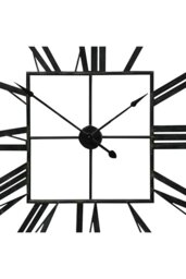 Rackhams 60cm Modern Roman Numeral Skeleton Square Metal Wall Clock - Black - thumbnail 5