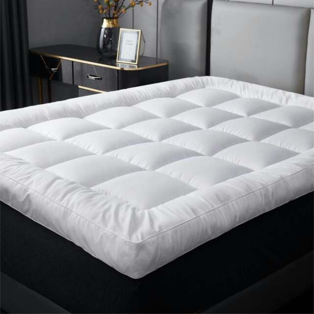 Rackhams 4 Inch Thick Super Soft Hypoallergenic Mattress Topper - Small Double - White - Microfibre - image 1