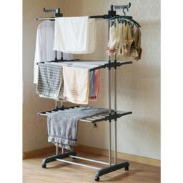 Rackhams Large Tower Clothes Airer 3 Tier Folding Drying Rack Towel Dryer Laundry Horse - thumbnail 4
