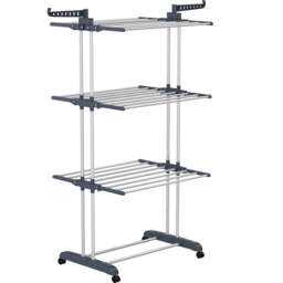 Rackhams Large Tower Clothes Airer 3 Tier Folding Drying Rack Towel Dryer Laundry Horse - thumbnail 2