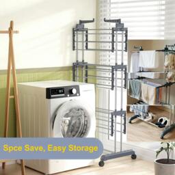 Rackhams Large Tower Clothes Airer 3 Tier Folding Drying Rack Towel Dryer Laundry Horse - thumbnail 3