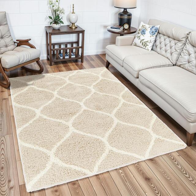 Rackhams Urban Shag-Modern Beige Ivory Cream Soft Plush Pile Rug - 200 x 290 cm - image 1