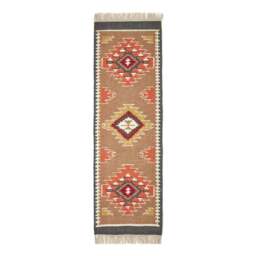 Rackhams Jaipur Handwoven Brown and Orange Kilim Wool Rug - 120 x 170 cm - thumbnail 3
