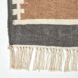 Rackhams Jaipur Handwoven Brown and Orange Kilim Wool Rug - 120 x 170 cm - thumbnail 4