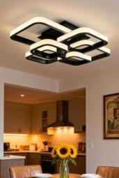 Rackhams Contemporary LED  Light-adjusted Semi Flush Ceiling Light - Black - One Size - thumbnail 1