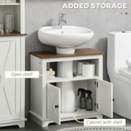 Rackhams Bathroom Sink Cabinet, Freestanding Under Sink Cabinet, White - White - thumbnail 5