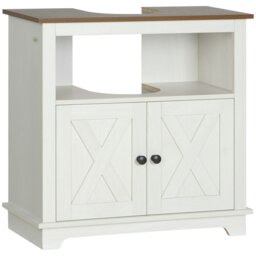 Rackhams Bathroom Sink Cabinet, Freestanding Under Sink Cabinet, White - White - thumbnail 2