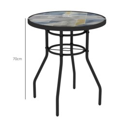Rackhams Garden Table with Glass Printed Design for Outdoor, Multicolour - Tan - Steel, Tempered glass - 60 x 60 x 70 cm - thumbnail 6