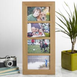 "Rackhams Solid Oak Four Aperture Picture Frame - For 6x4"" Photos - For 6""x4"" photos + Prints" - thumbnail 3