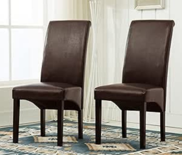 Rackhams Set of 2 Faux Leather High Back Dining Chairs